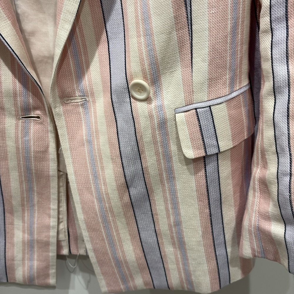 Rebecca Minkoff | Grace Pastel Stripe Linen Blend Blazer 4 - Picture 3 of 6